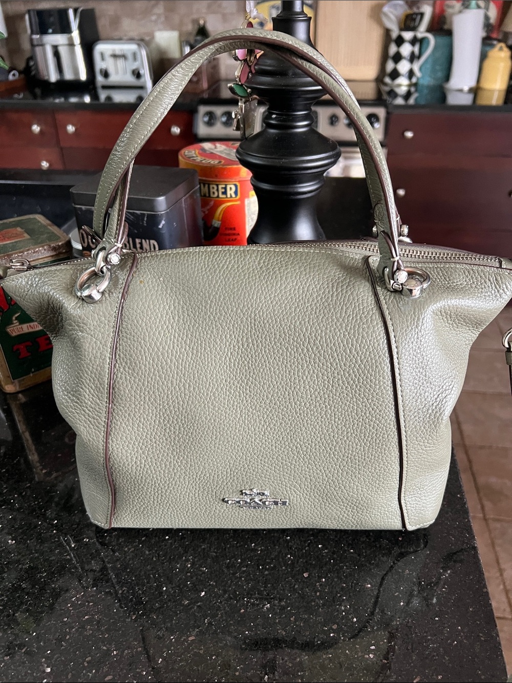 Coach Kasey Satchel Pebble Leather in Sage Color